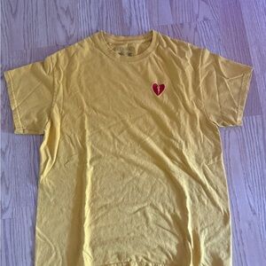 Riot Society Yellow T-Shirt with Red Heart